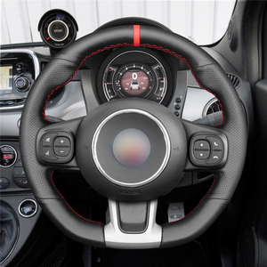 Funda de Cuero para <span class=keywords><strong>Volante</strong></span> Deportivo de 4 Radios y 380 mm para Abarth 595/595C/695/695C y <span class=keywords><strong>Fiat</strong></span> <span class=keywords><strong>500</strong></span>/500C 2016-2021 LS AUTO - Product Image 4