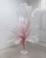 Centre de table de luxe fait main en or, fleur géante en organza couleur champagne pour mariage, décoration de table de mariage, fleur pour événement