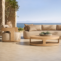 Table basse d'extérieur moderne en bois massif, table ronde pour le thé, mobilier de jardin, de patio, de resort, de plage, vente en gros, sur mesure