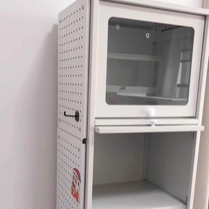 40cm long steel narrow bookcase with <b>doors</b>, glass display case, dustproof bookshelf, storage rack - Product Image 2