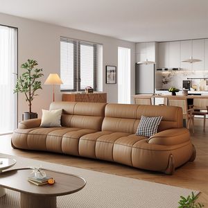 Set di Divani Convertibili in Pelle Curva con Struttura in Legno e Imbottitura in Spugna, Design Moderno, Disponibile in Varie Dimensioni e Colori, per Appartamenti e <span class=keywords><strong>Hotel</strong></span> - Product Image 3