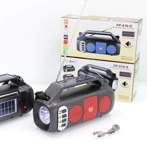 FP-510-S Double-sided Solar Panel Speaker Portable Solar Radio Mp4 Player With Torchlight Support FM TF/USB Stereo AM Tf Card