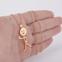 Pendentif en acier inoxydable élégant et stylé en forme de dessin animé avec geste du majeur, collier en acier inoxydable