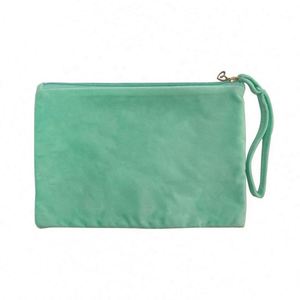 Bolsa de Maquillaje de Terciopelo Ecológica, Personalizable con Logotipo, Reutilizable, para Viaje, Color Verde, para Mujer, Venta al Por Mayor - Product Image 4