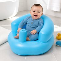 Siège de bain gonflable pour bébé en PVC imperméable, design bleu avec trous de drainage, chaise de douche portable pour tout-petit, personnalisable