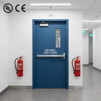Porte coupe-feu moderne en acier pour atelier intérieur, revêtement en poudre blanche, insonorisée et ignifuge