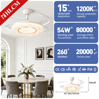Ventilateur de plafond pour chambre à coucher, en fer, moteur DC, 6 vitesses, 3 températures de couleur (2700K/4100K/6000K), design moderne, LED, télécommande