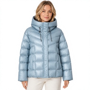 Chaqueta acolchada de diseño ecológico para mujer, impermeable, color azul lago, de poliéster y plumón. - Product Image 1