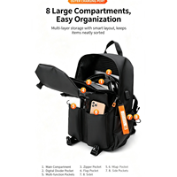 Sac à dos imperméable en nylon grande capacité multi-poches pour homme, femme, étudiant, école, voyage, ordinateur portable, sport décontracté