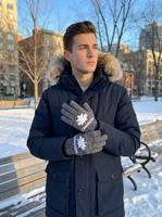 Gants en tricot jacquard acrylique/coton, chauds, compatibles écran tactile, gris chiné, hiver, confortables, pour femmes et hommes, sport, extérieur, usage quotidien