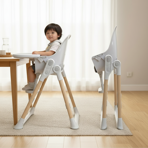 Seggiolone per Bambini Regolabile, Design Moderno in Legno, Sedia da Pranzo di Lusso per Neonati con Funzione Dondolo - Product Image 2