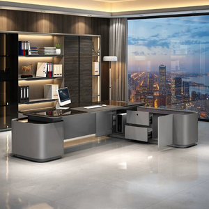 Scrivania Direzionale Moderna a L, Tavolo di Lusso in Legno per CEO con Ampio Mobile Laterale per Progetti Commerciali - Product Image 4