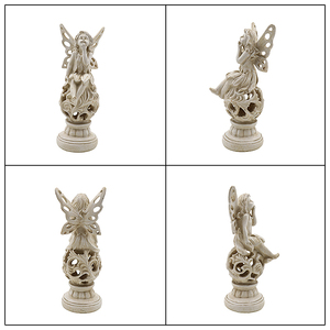Set <span class=keywords><strong>di</strong></span> Statue da Giardino in Resina Effetto Pietra Anticata Resistente alle Intemperie <span class=keywords><strong>con</strong></span> <span class=keywords><strong>Ali</strong></span> <span class=keywords><strong>di</strong></span> <span class=keywords><strong>Farfalla</strong></span> per Decorazioni Esterne - Product Image 5