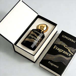 Custom Empty Cylinder Glass Fragrance Bottle 50ml 30ml 100mml Crimp <b>Black</b> Luxury Perfume Bottle with Gift <b>Box</b> - Product Image 1