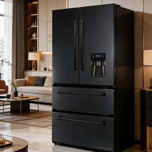 Réfrigérateur à 4 portes de style français en acier inoxydable, sans givre, avec refroidissement direct et distributeur d'eau, grande capacité, capacité de 600 litres - Product Image 4