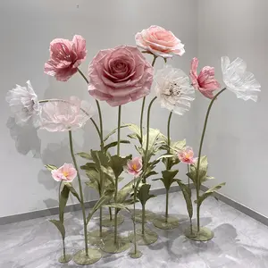 N-184 Decoratieve Luxe Event Bloemen Handgemaakte Giant Eva Lotus Foam Bloem Stem Stand Base Voor Bruiloft Evenement Achtergrond