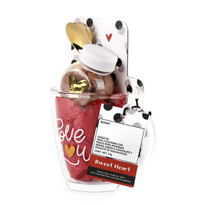 BespritGift Tasse en verre de guimauve en poudre de cacao de haute qualité coffret cadeau <span class=keywords><strong>Saint</strong></span>-<span class=keywords><strong>Valentin</strong></span> pour les couples ODM/OEM cadeau de vacances pour les femmes - Product Image 2