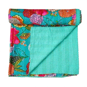 New Handmade Cotton Kantha Quilt Design Indian Patch Block Print 220g Rajasthan Home Decor Throw Wholesale Bedspreads Designer - Product Image 1