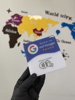 Carte NFC 13,56 MHz en PVC acrylique étanche avec code QR variable et design personnalisé, étiquette Google Review en époxy pour restaurant