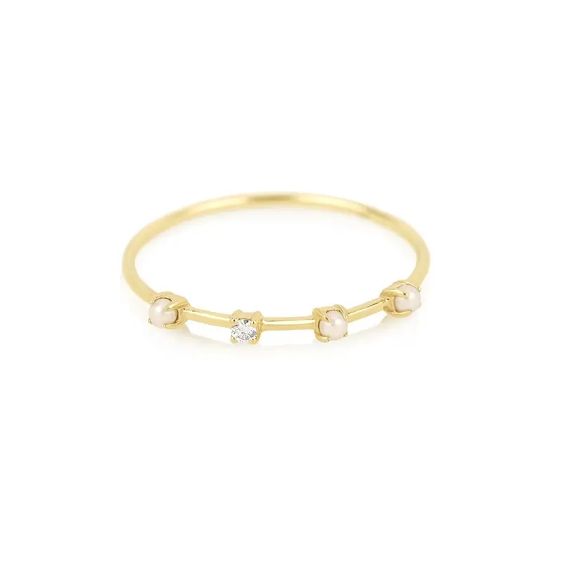 Minimalisti scher Schmuck 18 Karat Gold Edelstein Versprechen Verlobung 925 Sterling Silber Perlen ringe