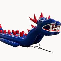 Bateau banane gonflable double bleu foncé pour sports nautiques, jeu aquatique amusant, bateau dragon flottant, jouet gonflable tractable pour l'eau