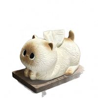 Boîte à mouchoirs en résine en forme de chat siamois, décoration animale pour salon, maison, bureau