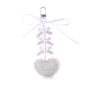 Ruban Cravate Porte-clés Pendentif Perle Bowknot Suspendu Dentelle Garniture Tissu En Forme De Coeur Plein De Charme De Fille - Product Image 5