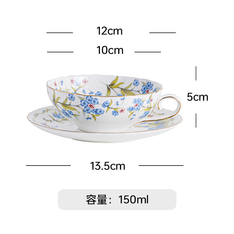 Open cup saucer blue flower