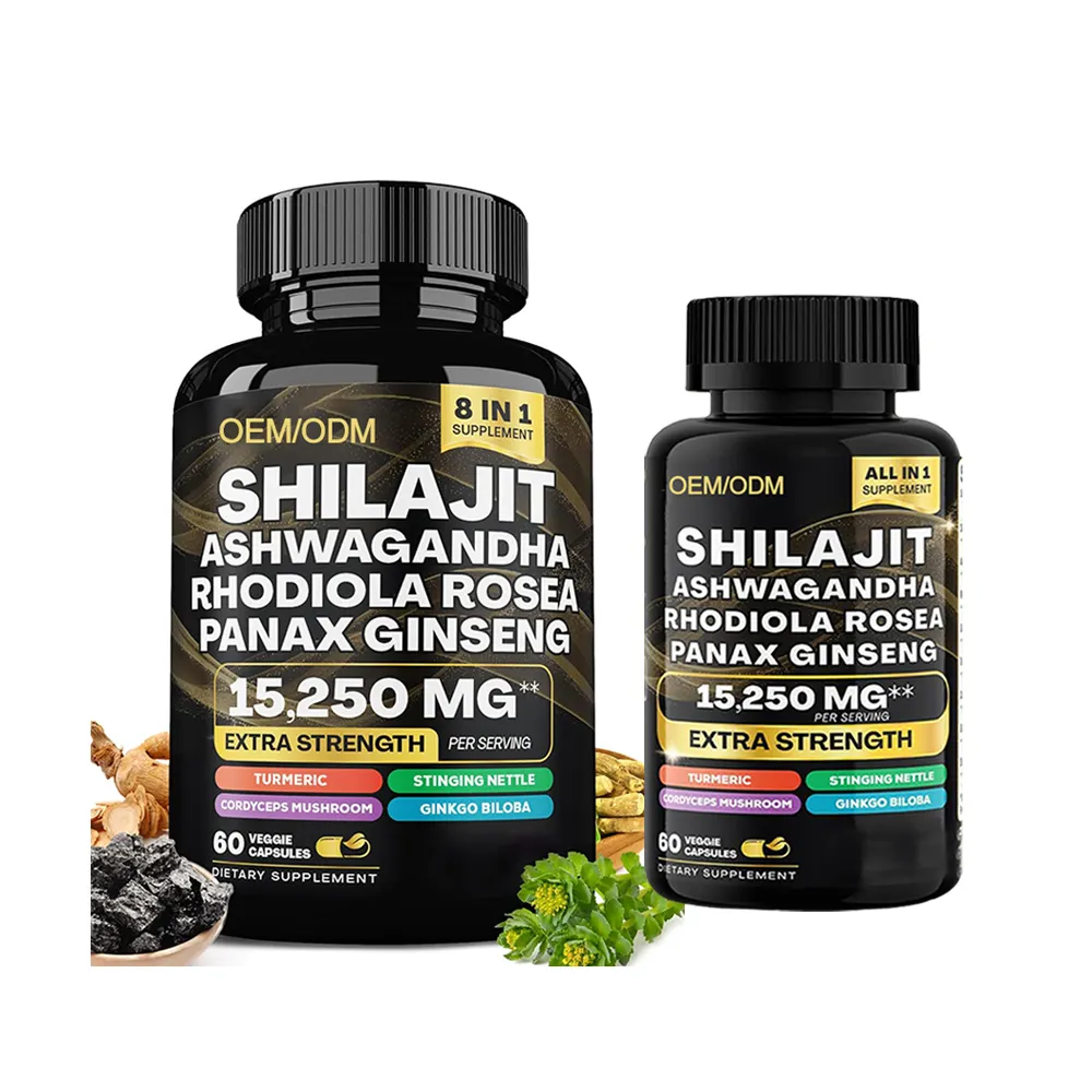 Private label Extra forza resistenza potenza 500 mg di estratto di Shilajit a base di Softgel a base di erbe