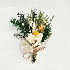 Buket bunga kering Mini bunga kering daun bunga kering tandan batang tanaman bunga timbul kering untuk vas DIY dekorasi pernikahan
