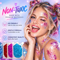 Gel pailleté pour le visage en sachet avec bec verseur, logo personnalisé, à paillettes épaisses, longue durée, éclat instantané, adapté aux enfants, doux et sûr, vente en gros