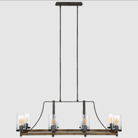 Lámpara de Techo Lineal de Madera de Lujo para Interiores, Estilo Americano, Diseño de Casa de Campo Clásica, Vintage, para Isla de Cocina