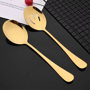 Classical Luxury 1010 Gold Stainless Steel Service Utensils Butter <b>Knife</b> Soup Ladle Serving <b>Knife</b> Spoon Fork Set Cutlery in Bulk - Product Image 3