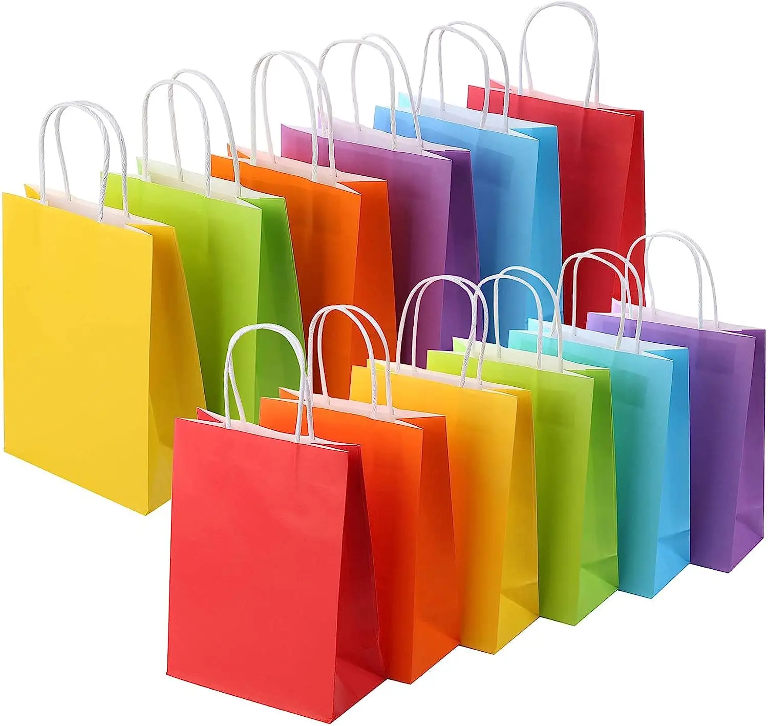 Machines Making Kraft Rainbow Colors Paper Bag Wholesale Kraft Food Packing Bag With Handle