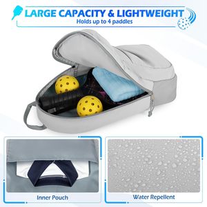 Mochila Convertible para Pickleball con Capacidad para 4 Palas, Bolsa de Raqueta Gris Tipo Bandolera para Hombre y Mujer - Product Image 3
