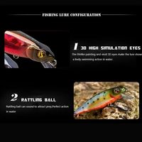 Leurre flottant pour la pêche hivernale au bar rayé multicolore, 85 mm, 9 g, avec hameçon
