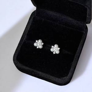 DIY Pearl Accessories 3-4mm Beads S925 <b>Silver</b> <b>Stud</b> Earrings Hollow Support Earnail 10858 WENCHI China Multiple Bead Jewelry - Product Image 3