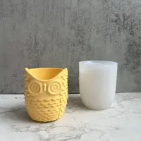 Besgen criativo coruja animal três dimensionais, moldes de vaso de flores de silicone para planejadores de concreto
