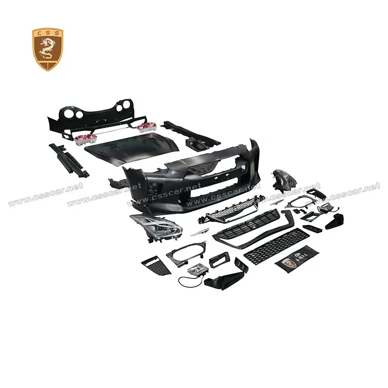 Kit de montagem do pára-choque de carro, pp, material traseiro, capuz do motor, luzes de led, bodykit para nissan gtr, atualização para novo estilo, kit de carroçaria