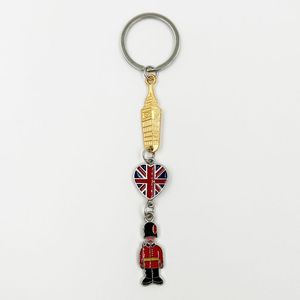 Custom Logo 3D Keychain Creative Cartoon Style British Tourist Souvenirs Zinc Alloy Crafts Decorative Pendant Metal Keychains