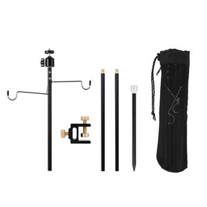 Outdoor Camping Lighting <b>Pole</b> Aluminum Alloy Foldable LED <b>Light</b> Holder Freestanding Black 3 4 Section - Product Image 3