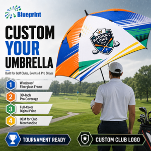 Sombrilla Grande para Campo de Golf de 30-32 Pulgadas, Apertura Automática, Resistente al Viento (40 mph), Impresión Digital, 210T Pongee, Fibra de Vidrio, Logotipo Personalizado para Club - Product Image 3