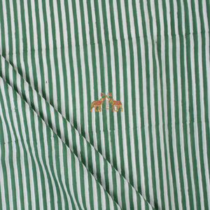 Última colección, estampado de bloques a mano, ligero, rayas verdes, estampado de algodón puro, tela suave para mujer, Material de vestido y ropa - Product Image 1