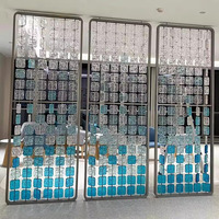 Cloisons de luxe ovales en verre et acier inoxydable avec éclairage, séparateurs de salon, panneaux de cloisonnement métalliques