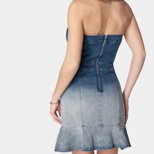 Robe Courte en Jean Sexy sans Bretelles Tendance OOTD Été 2025 pour Femme – Style Européen et Américain (OEM) - Product Image 3