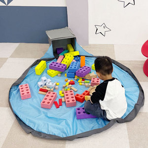 Scatola di immagazzinaggio pieghevole giocattolo per sala giochi lavabile in tessuto di lino scatola di immagazzinaggio con tappetino da gioco pieghevole organizzatore con cerniere - Product Image 5