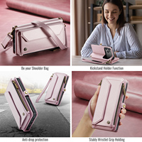Étui de téléphone antichoc en cuir PU grande capacité avec béquille latérale et bouton, compatible avec les séries Apple – Vente directe usine OEM/ODM