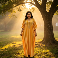 Robe longue évasée pour femme grande taille, légère, faite main, ornée de perles et de sequins, en polyester uni, style ethnique, pour mariage, à manches longues et col montant