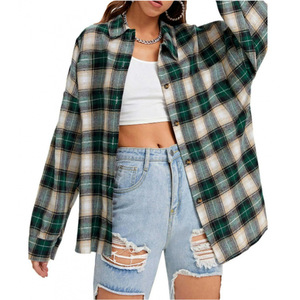 Blus Wanita Atasan longgar kasual, baju kotak-kotak gaya longgar musim gugur dan musim dingin 2025 - Product Image 2