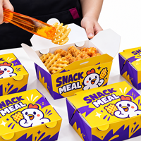 Boîte à repas personnalisée imprimée, en papier kraft de qualité alimentaire, pour poulet frit et frites, vente en gros